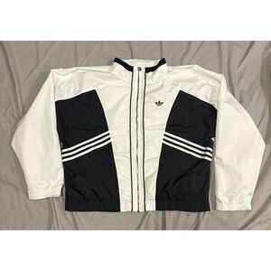 Vintage Adidas Windbreaker Jacket Mens Large Full Zip Big Logo Trefoil 90s y2k
